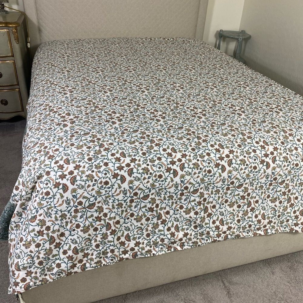 Threshold Floral Flannel Flat Sheet in Brown and Blue Twin